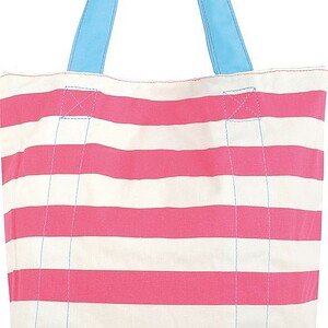 Yello Canvas strandtas wit roze gestreept, ruime 34L