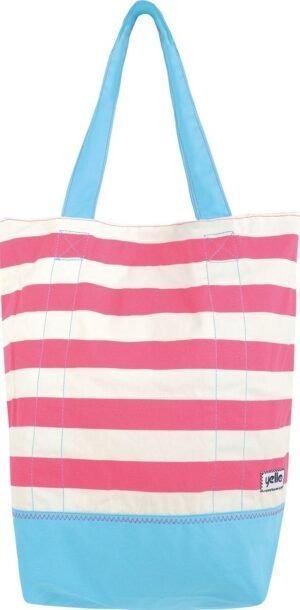 Yello Sac de plage en toile blanc rose rayé, spacieux 34L