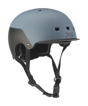 Skatehelm PLY Pop Skate Helm matte zwarte buitenschaal met blauwe binnenvoering