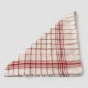 Theedoek rood-witte ruit detail