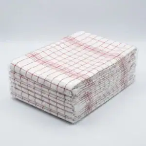 Horeca theedoeken 12 stuks 100% katoen rood-witte ruit