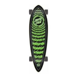 Santa Cruz Flame Ringed Dot Pintail longboard 9.2 black green griptapezijde