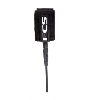 FCS Classic Regular leash in zwart, opgerold