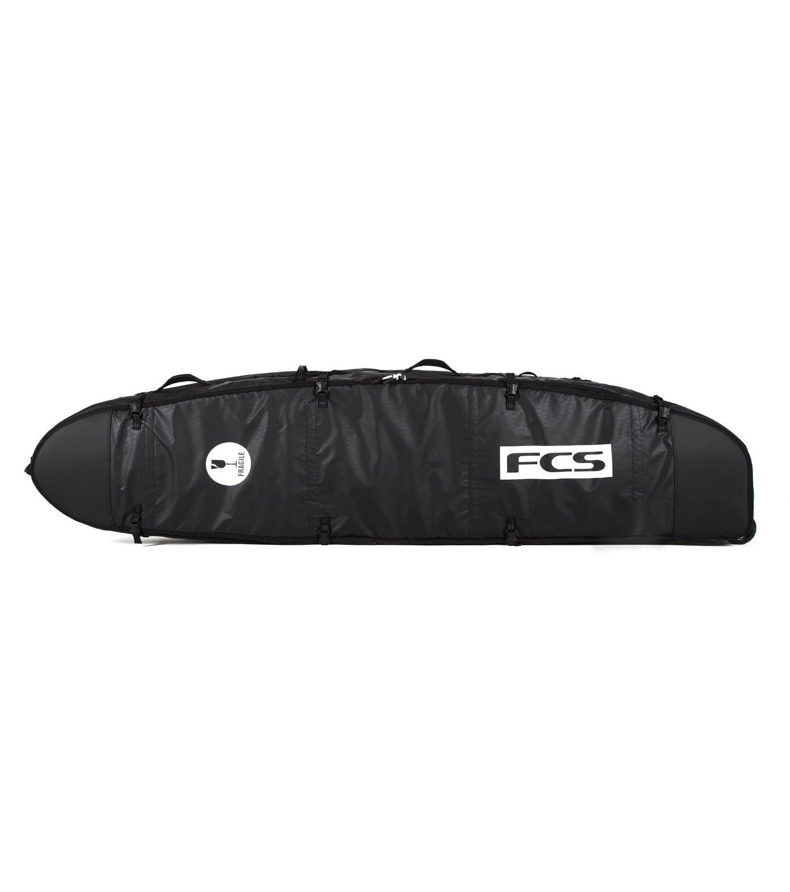 FCS Travel 2 Wheelie Longboard Boardbag in zwart/grijs, zijaanzicht