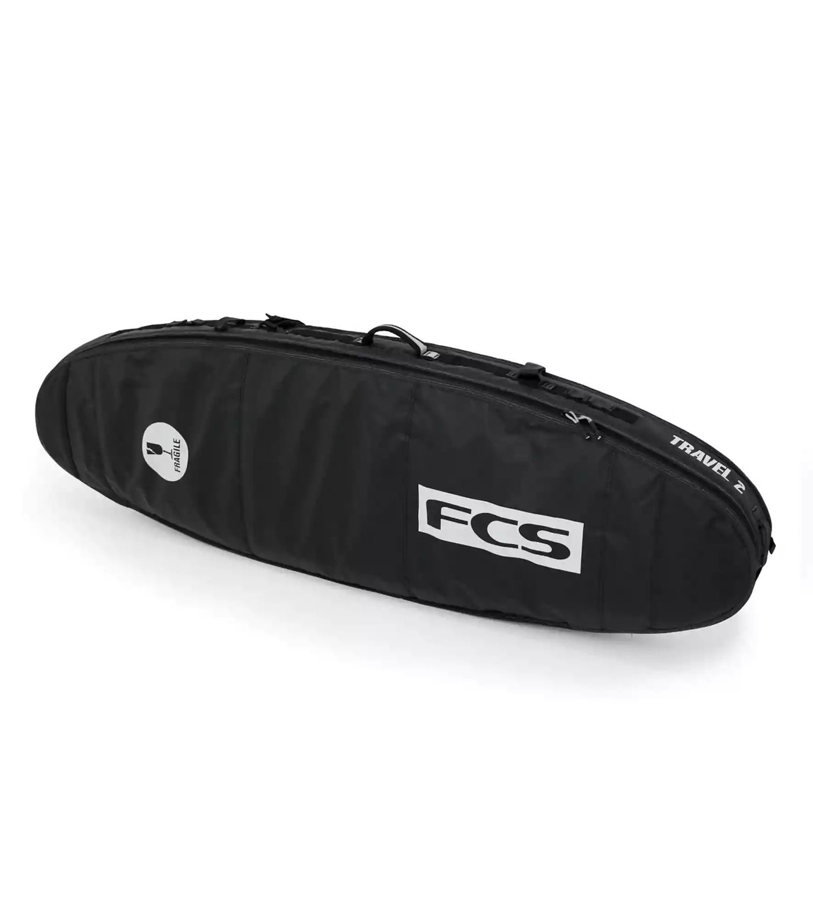 FCS Travel 2 funboard boardbag in Zwart/Grijs