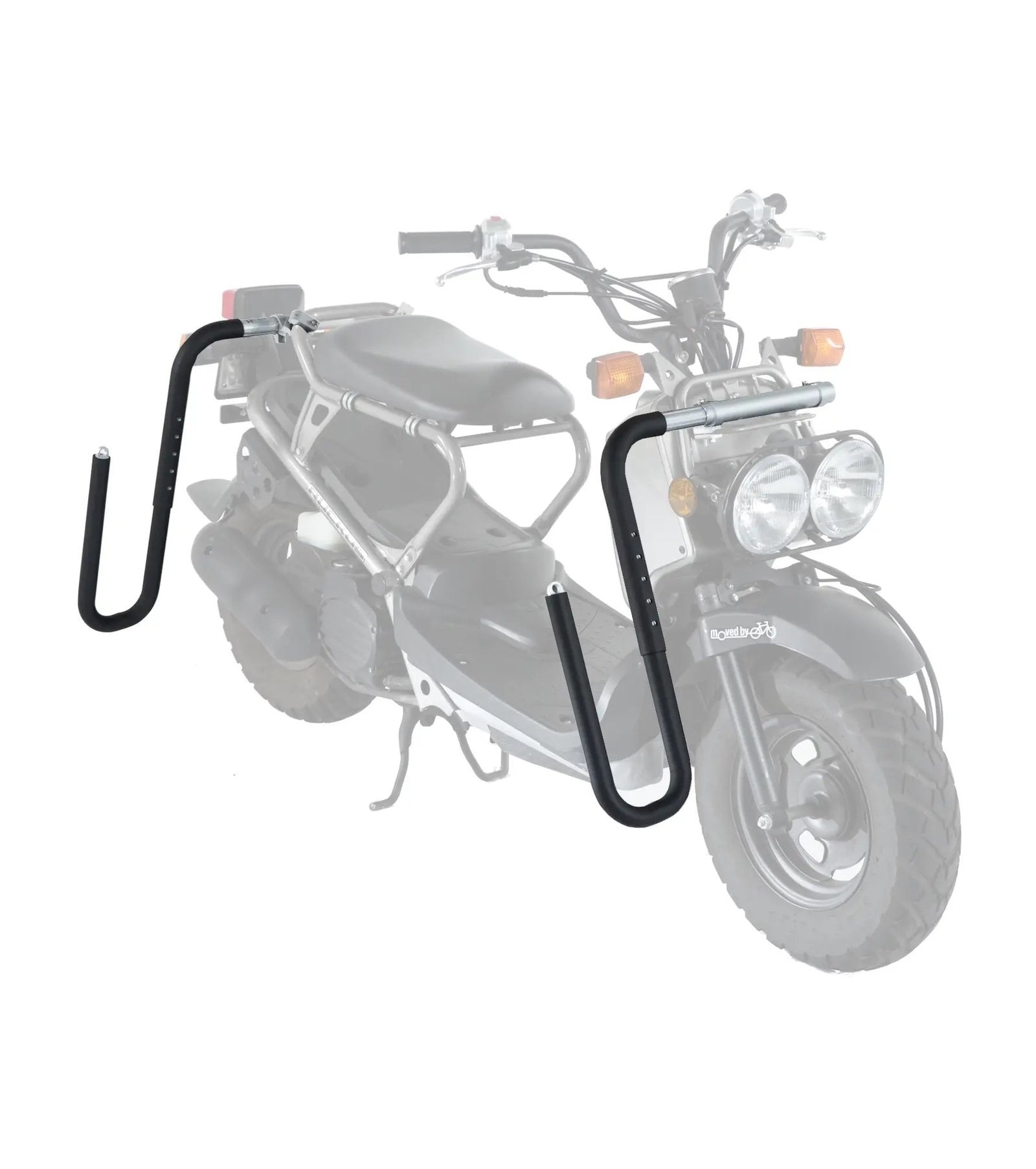 Moved By Bikes Moped Rack op een scooter bagagerek