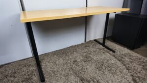 Groot massief eiken kantoor bureau 135 cm – zwart onderstel